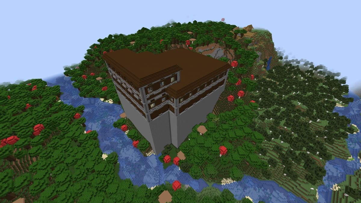 Woodland mansion and village in Minecraft