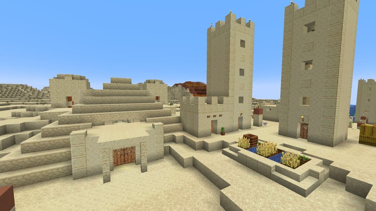 Desert temple and village in Minecraft