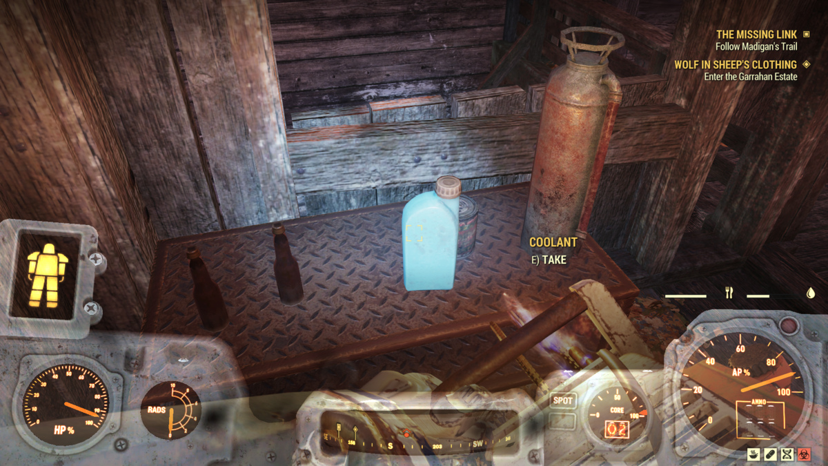 Looting Coolant in Fallout 76.