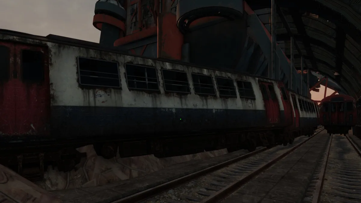 Looking at crashed train in Fallout London.