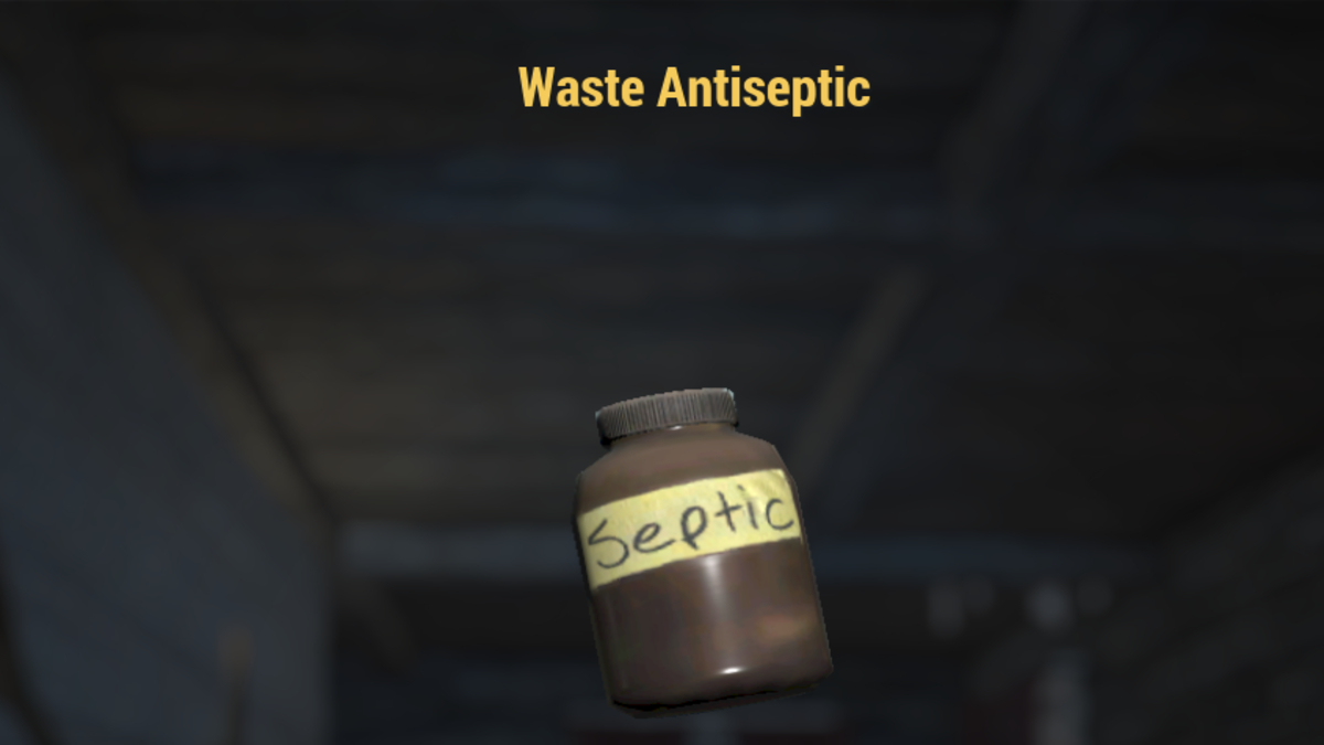 Inspecting Antiseptic in Fallout 76.