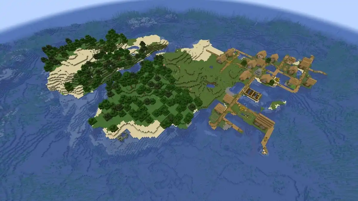 Survival island forest village in Minecraft