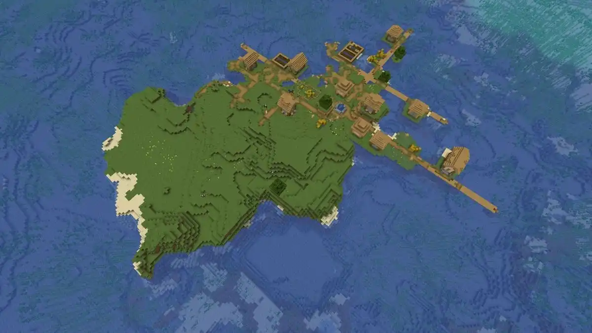 Survival island plains village in Minecraft