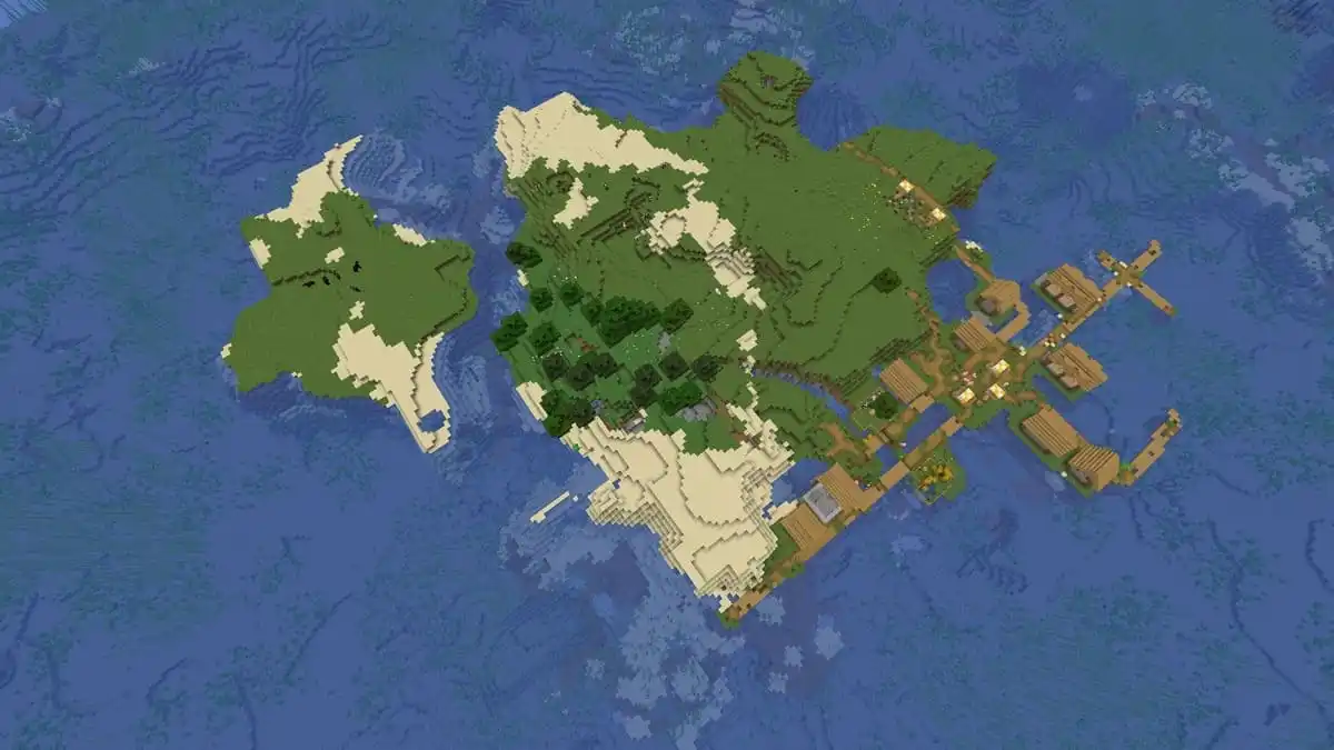 Survival island village with blacksmith in Minecraft