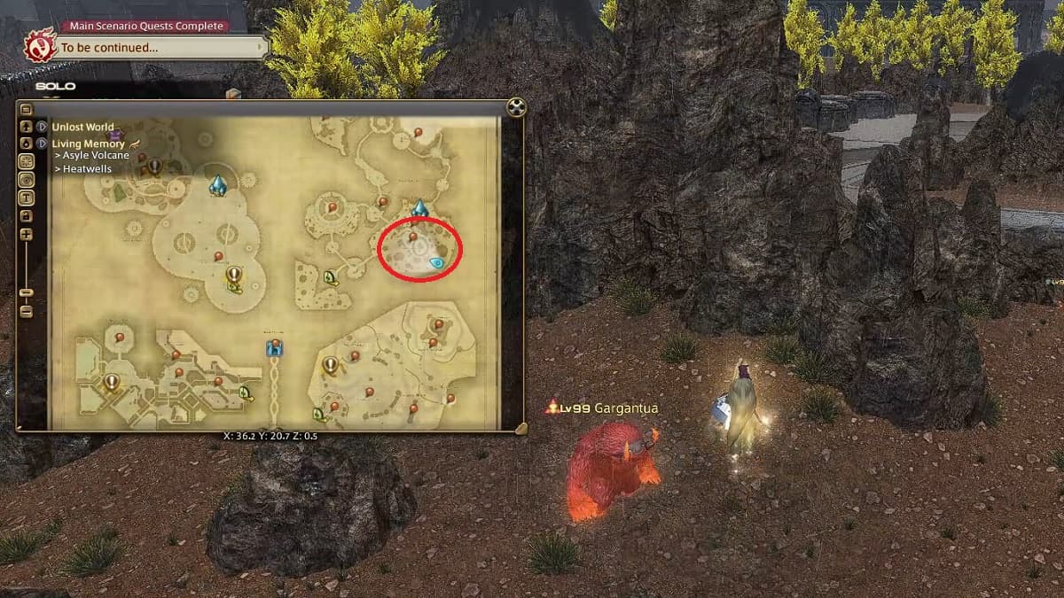 Gargantua map location in FFXIV Living Memory