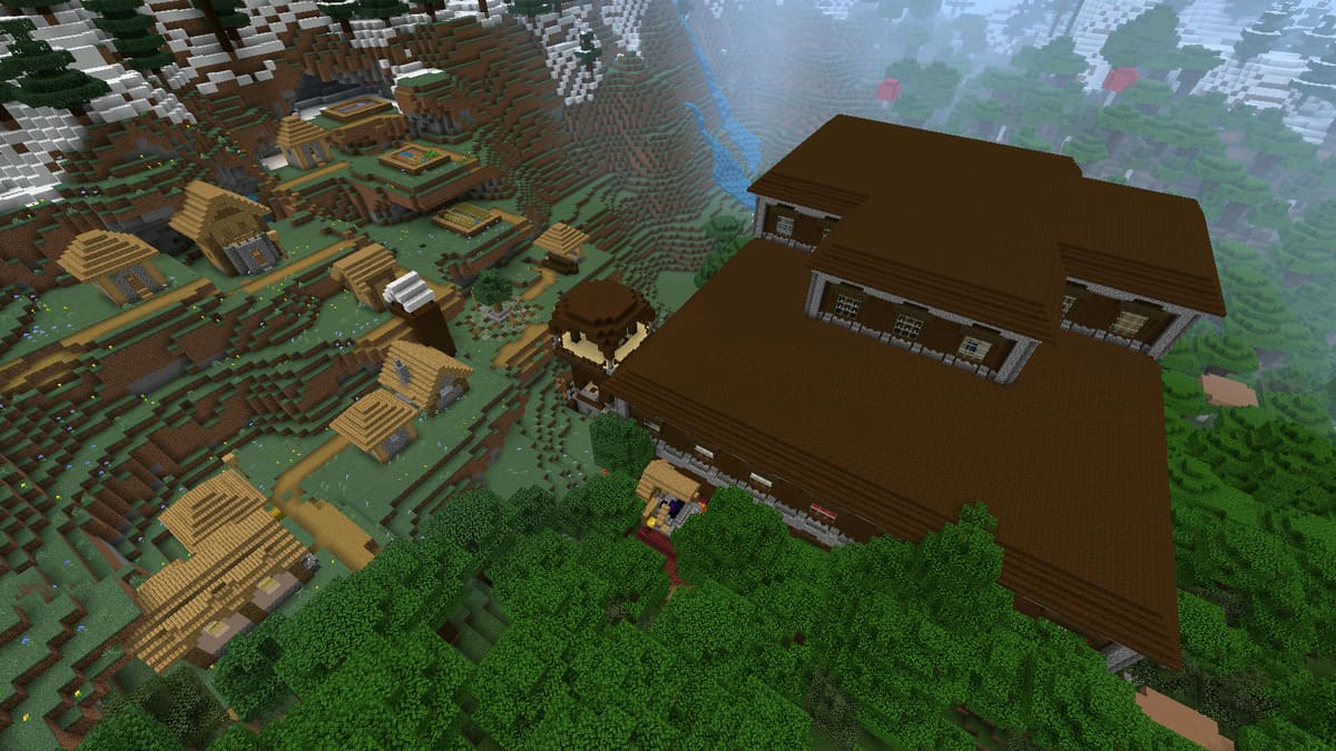 Woodland mansion and village in Minecraft