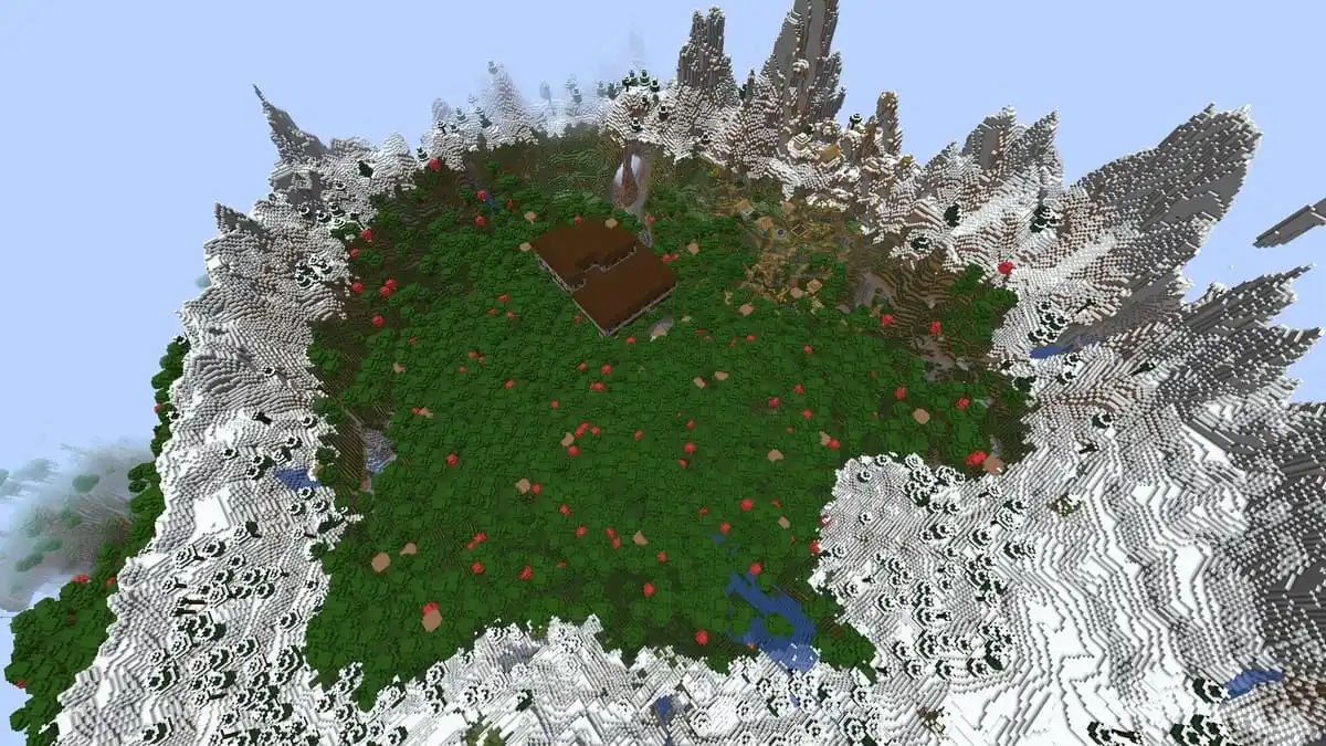 Woodland mansion and village in Minecraft