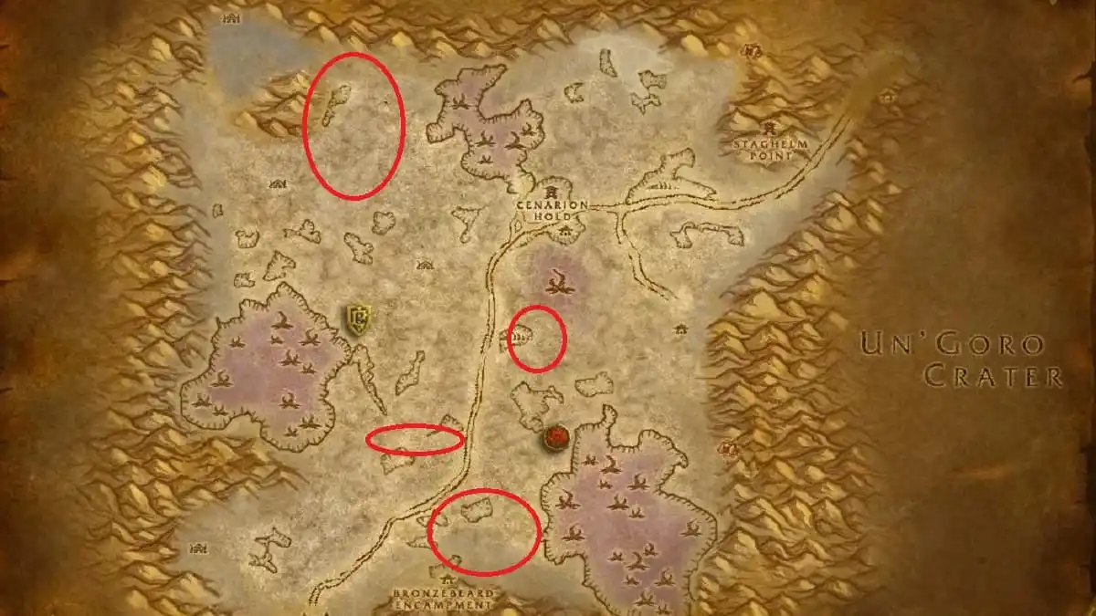 WoW Season of Discovery Silithus Map known Wandering Swordsman spawns