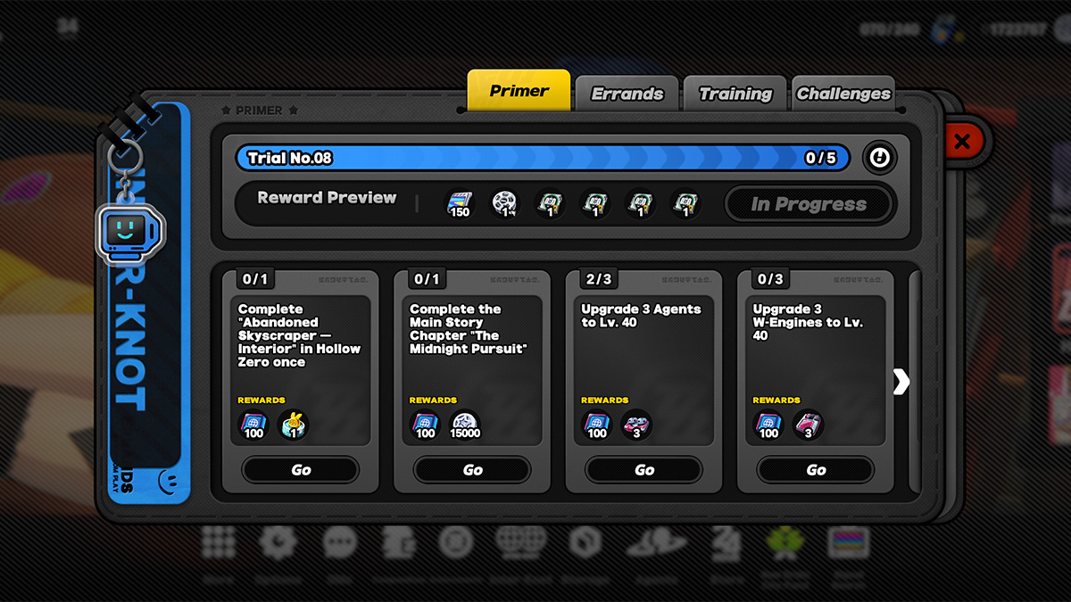 The account primer Trials screen in Zenless Zone Zero