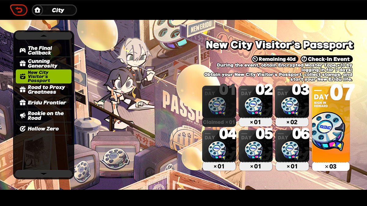 The New City Visitor's Passport event rewards in Zenless Zone Zero