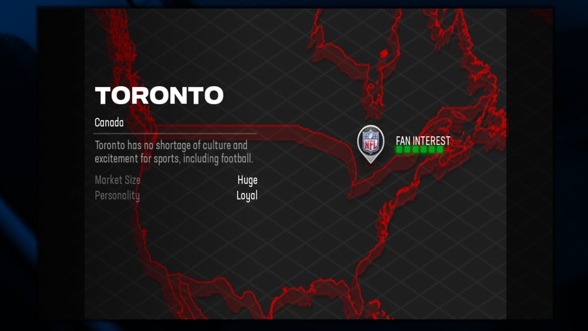 Toronto relocation city in Madden 25