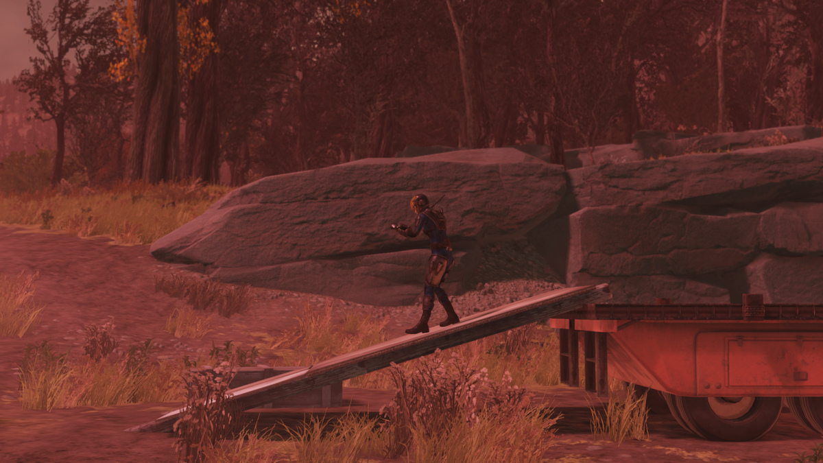 Taking a camera photo of a lost in Fallout 76.