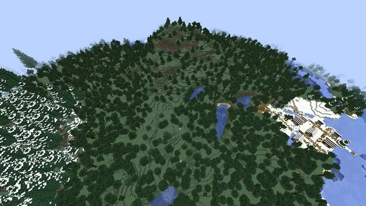 windswept forest, snowy coniferous forest in minecraft