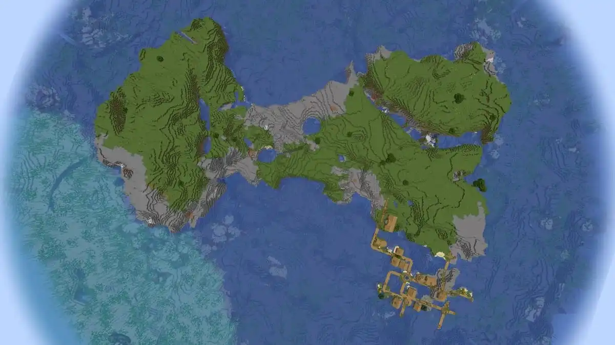 Big plains and island village in Minecraft