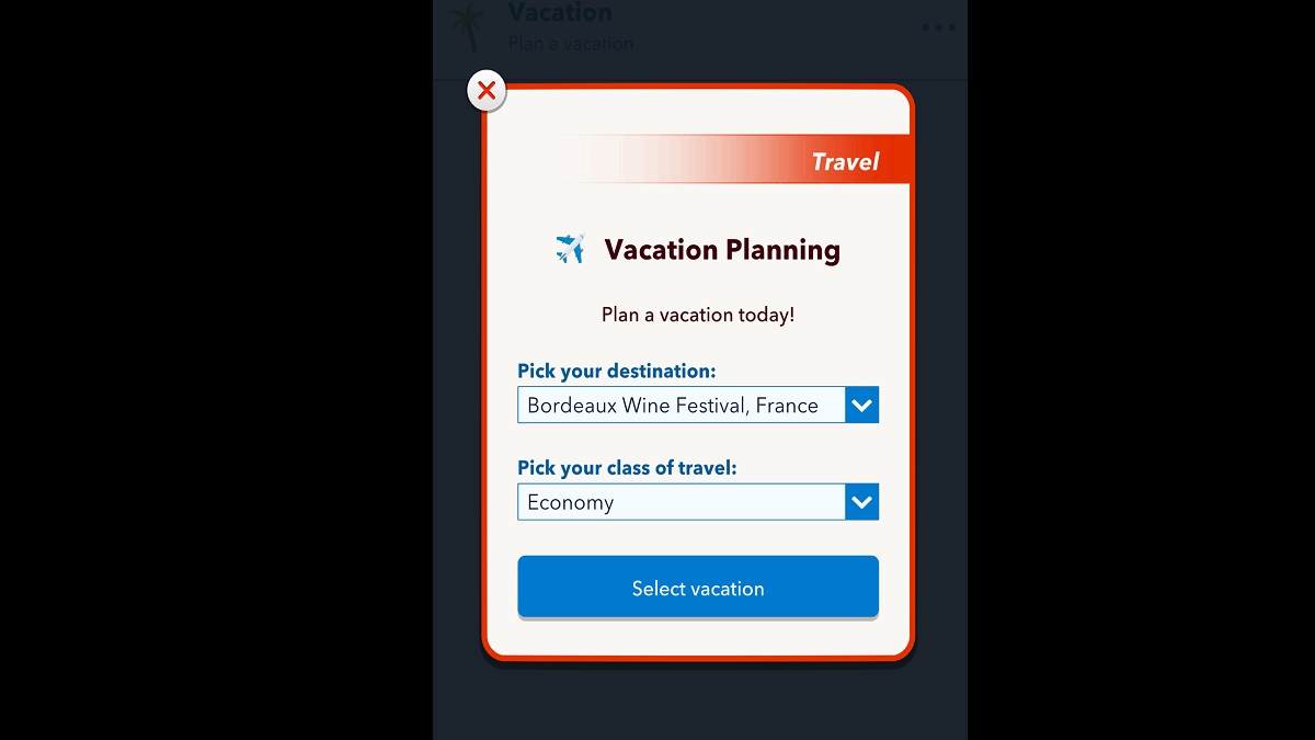 Planning a vacation to France in BitLife