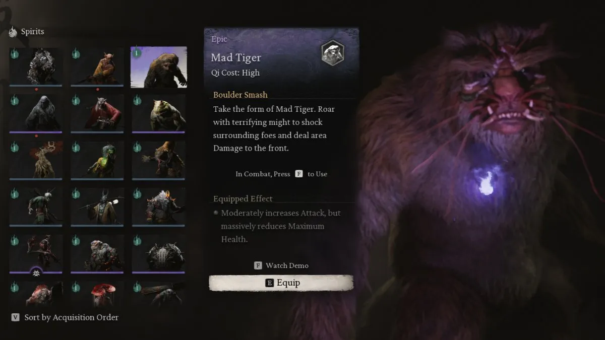 The mad tiger spirit from Black Myth: Wukong