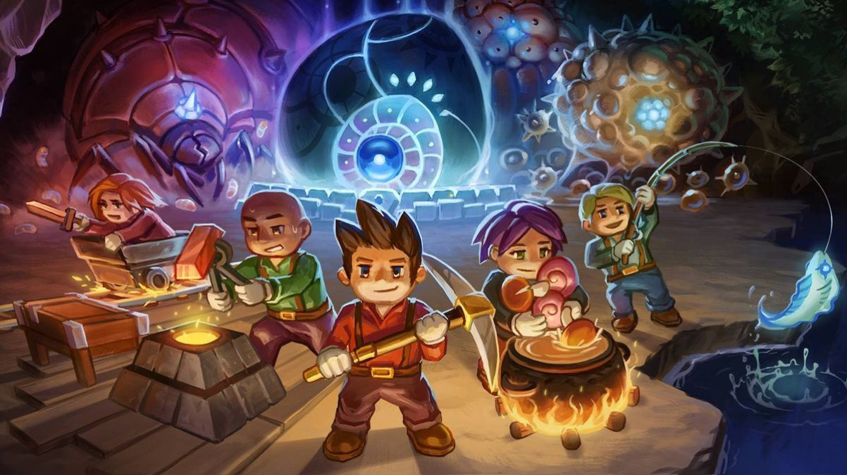 Core Keeper promo art with characters and all classes standing together