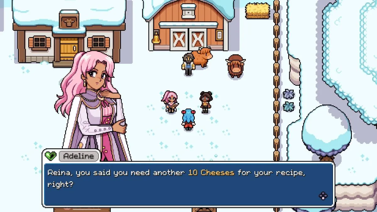 Adeline asks for 10 Cheeses in Fields of Mistria