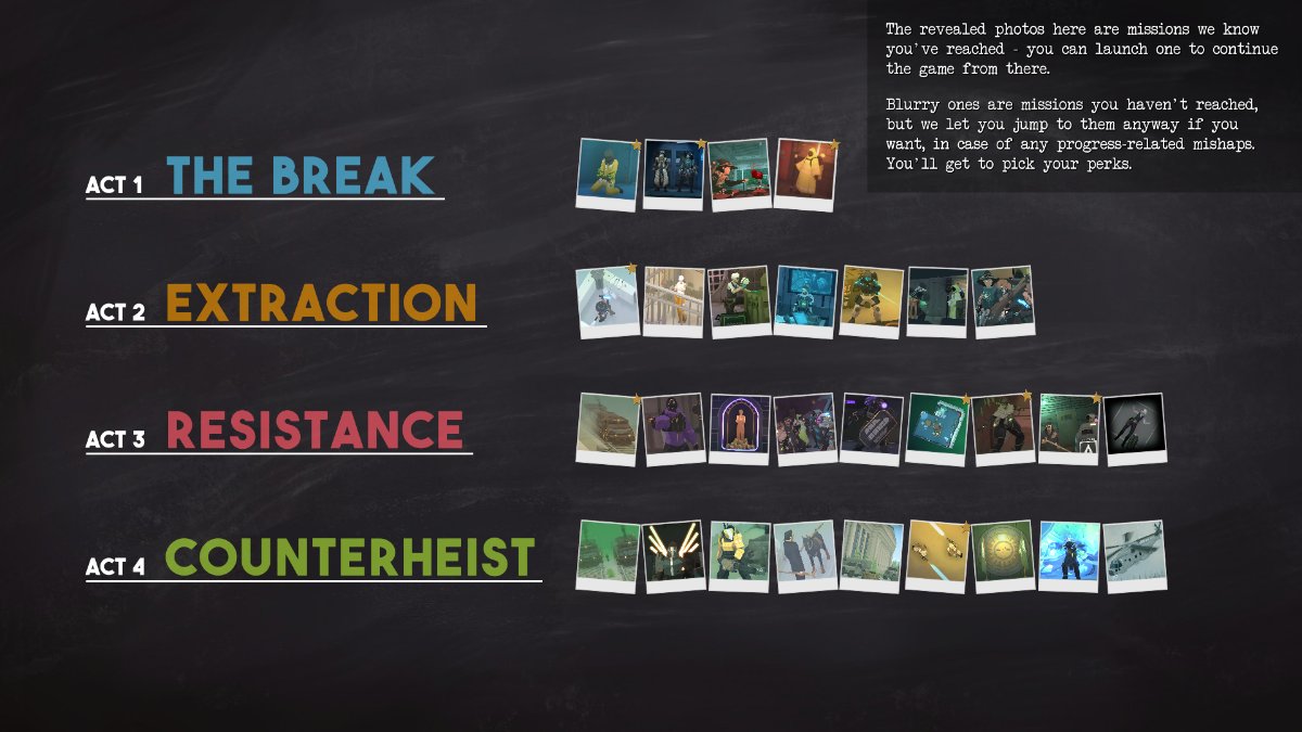 The level selection screen from Tactical Breach Wizards