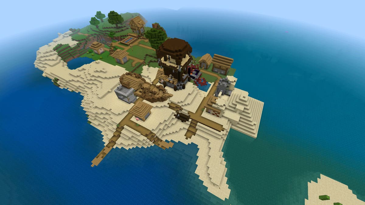 Blacksmith and island village in Minecraft