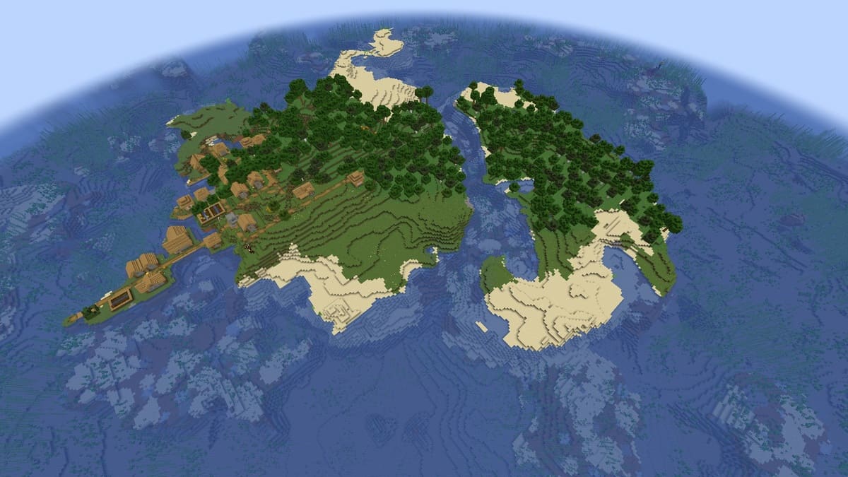 Forest and island village in Minecraft