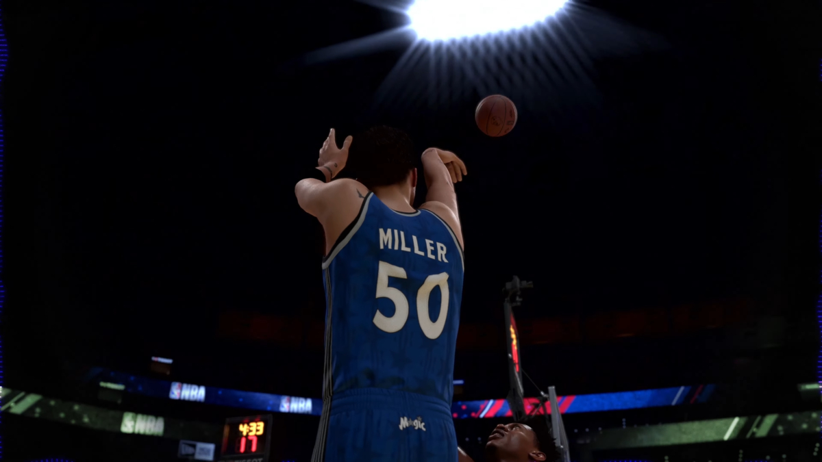 Miller shooting over a player in NBA 2K25