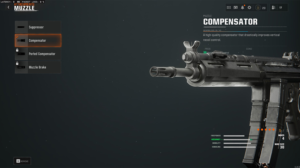 The C9 SMG Compensator attachment in Call of Duty: Black Ops 6