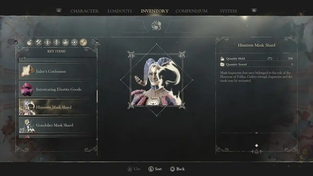 Huntress Mask Shard item description.