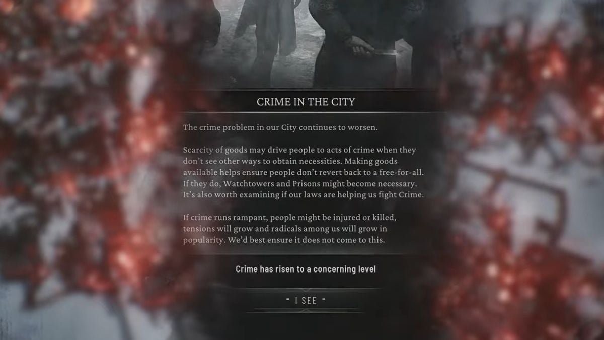 Frostpunk 2 city crime warning you need to produce more goods to fix