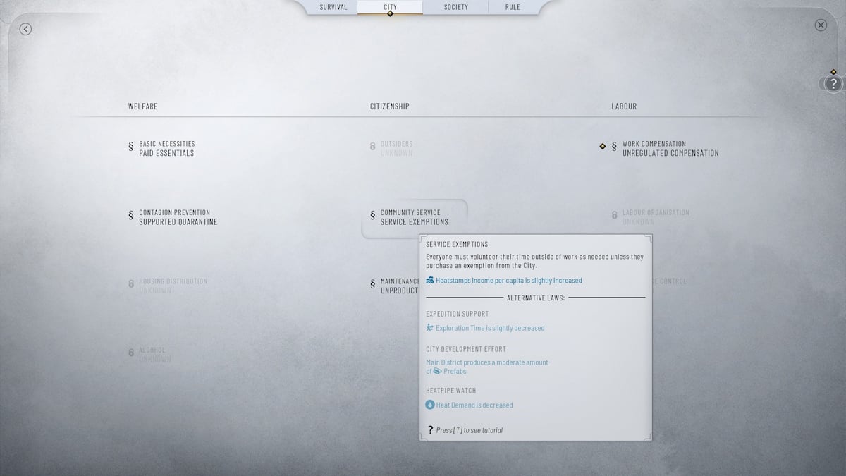 High priority laws in Frostpunk 2