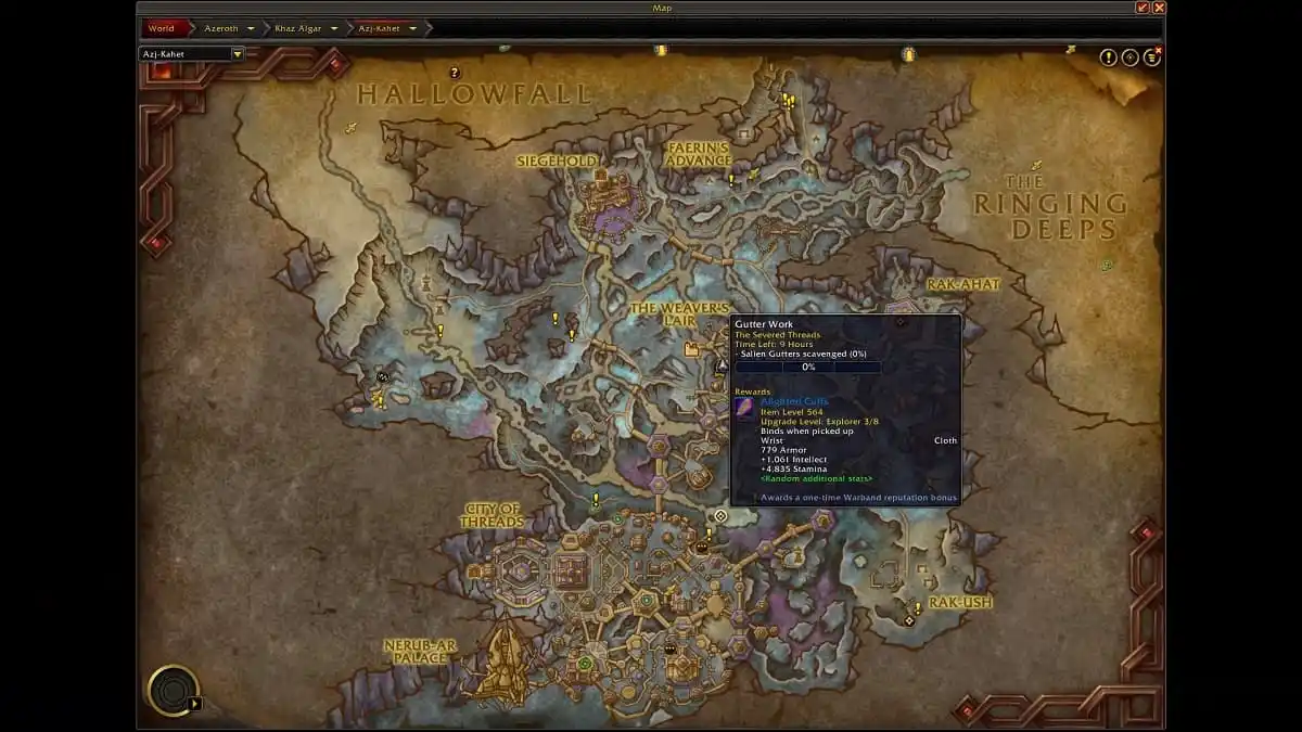 World quest on the Azj-Kahet map in WoW The War Within