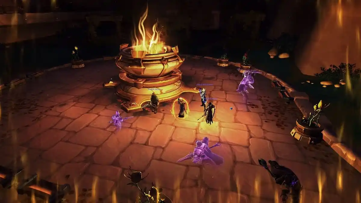 Faerin lights a brazier in wow the war within