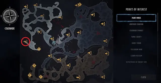 Wasteland 3 map showing the location of the The Bleeding Edge skill book in Snowed Inn Resort. 