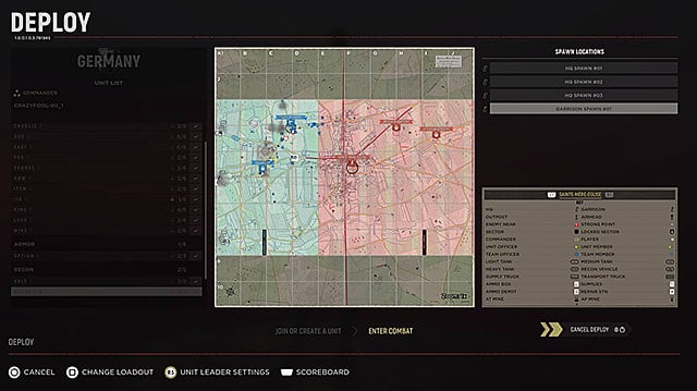 The deployment spawn map for garrisons and outposts.