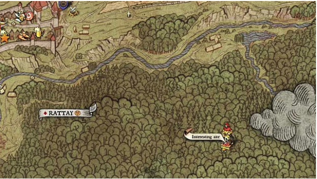 Map XII shows an interesting site treasure location deep in the forest southeast of Rattay