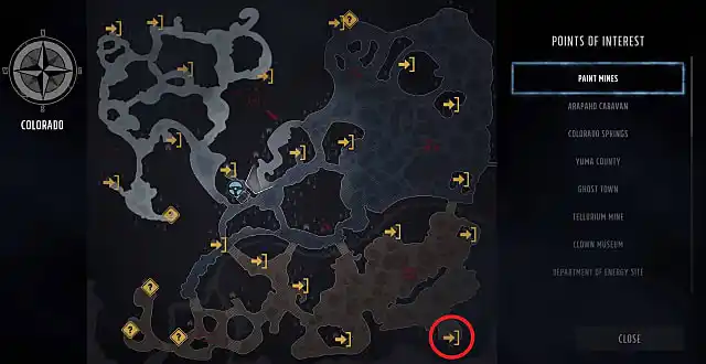 Wasteland 3 map showing the location of the Make My Day skill book in Godfisher Windfarm. 