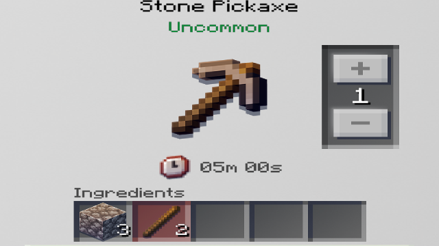 Minecraft Earth pickaxe recipe.