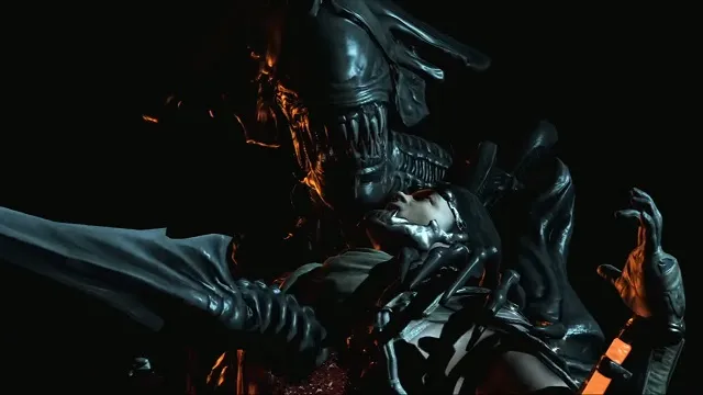 Alien performing a fatality in Mortal Kombat X/XL