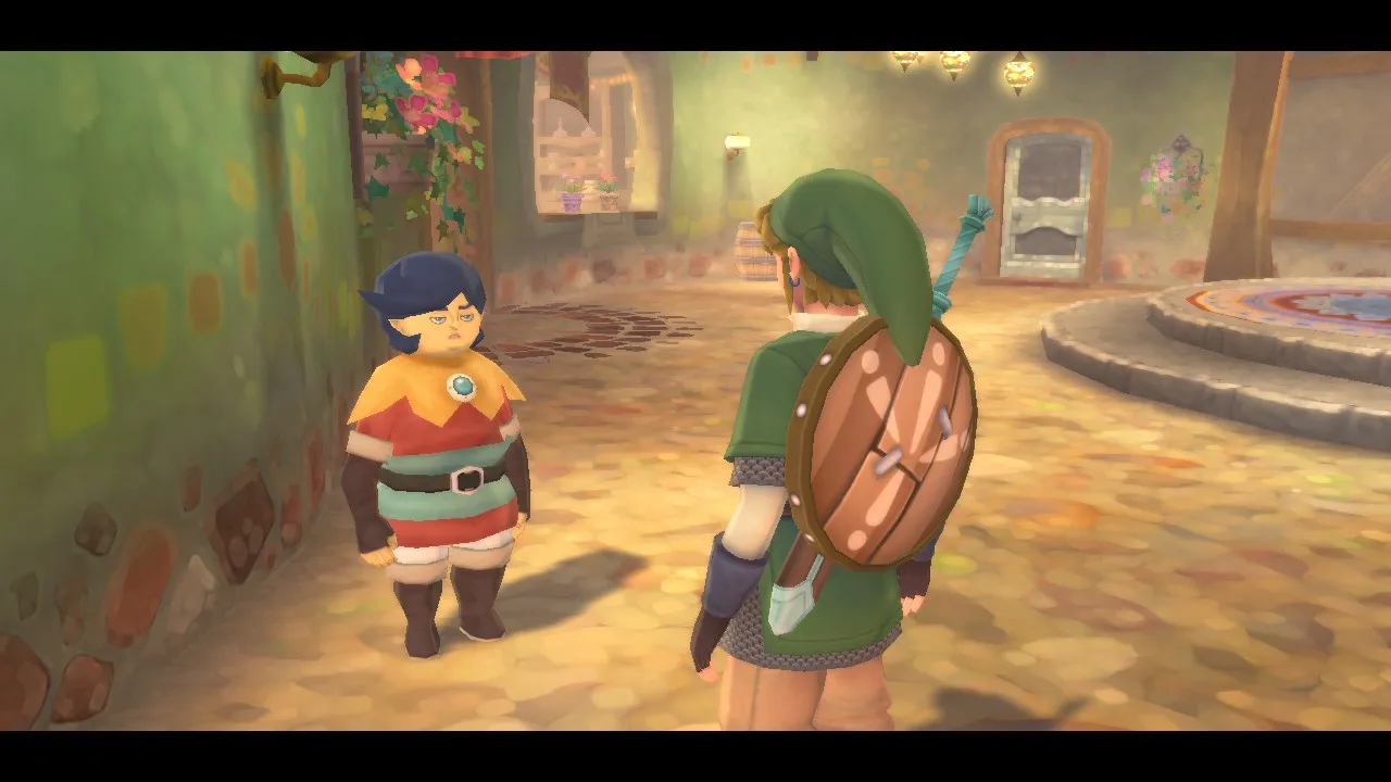 Talking to Cawlin in Skyward Sword HD.