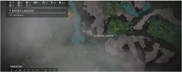 Map showing where to find the fifth survival cache