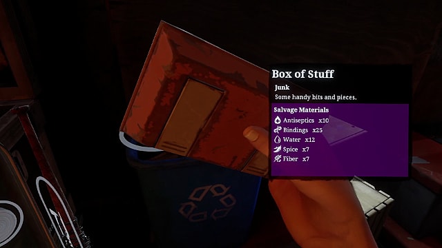 An orange box of stuff in The Walking Dead: Saints & Sinners